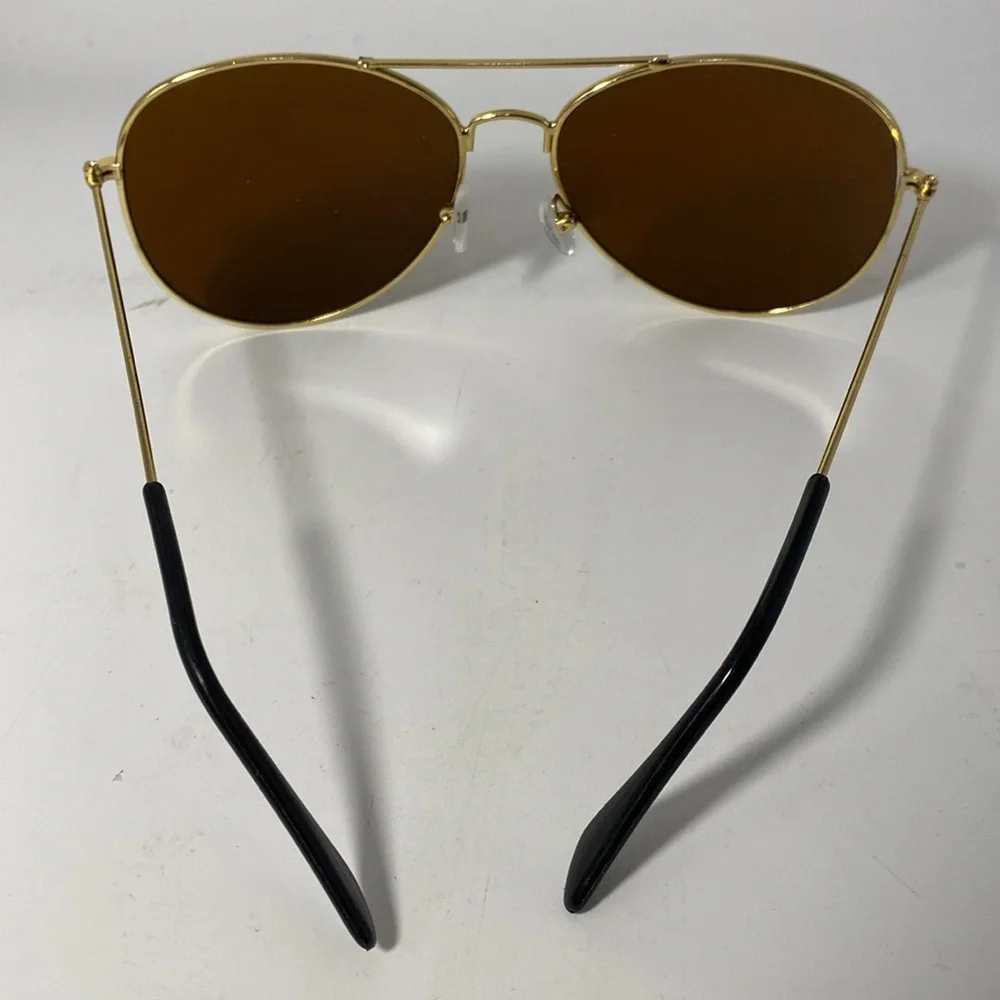 Aviator Unisex Sunglasses Brown Lens Gold Frame NWT